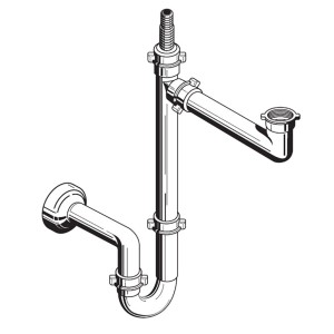 Pyramis Raumsparsiphon für Spülen mit einem Becken, Spülensiphon aus Kunststoff.