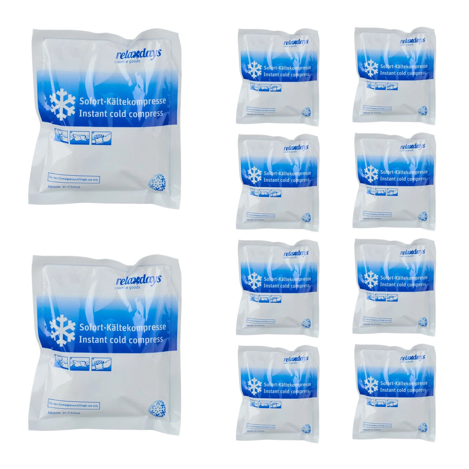 Relaxdays Kühlpack Kunststoff Weiß Blau Zum Knicken 10er Set 14,5 cm x 12,5 cm x 1,5 cm 100 g