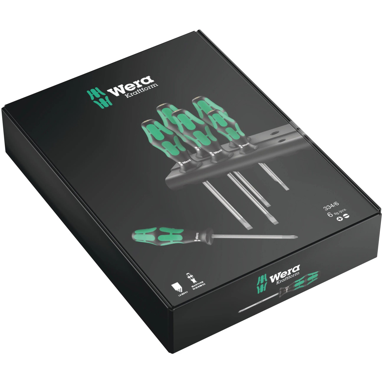 Wera Schraubendreher-Set Kraftform Plus, 6-teilig, in Produktverpackung.
