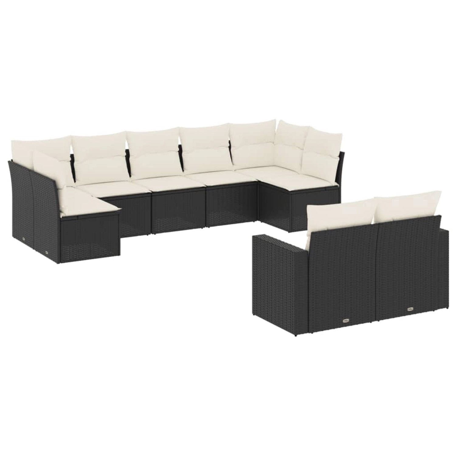 vidaXL 9-Tlg Garten-Sofagarnitur mit Kissen Schwarz Poly Rattan 3219406 günstig online kaufen