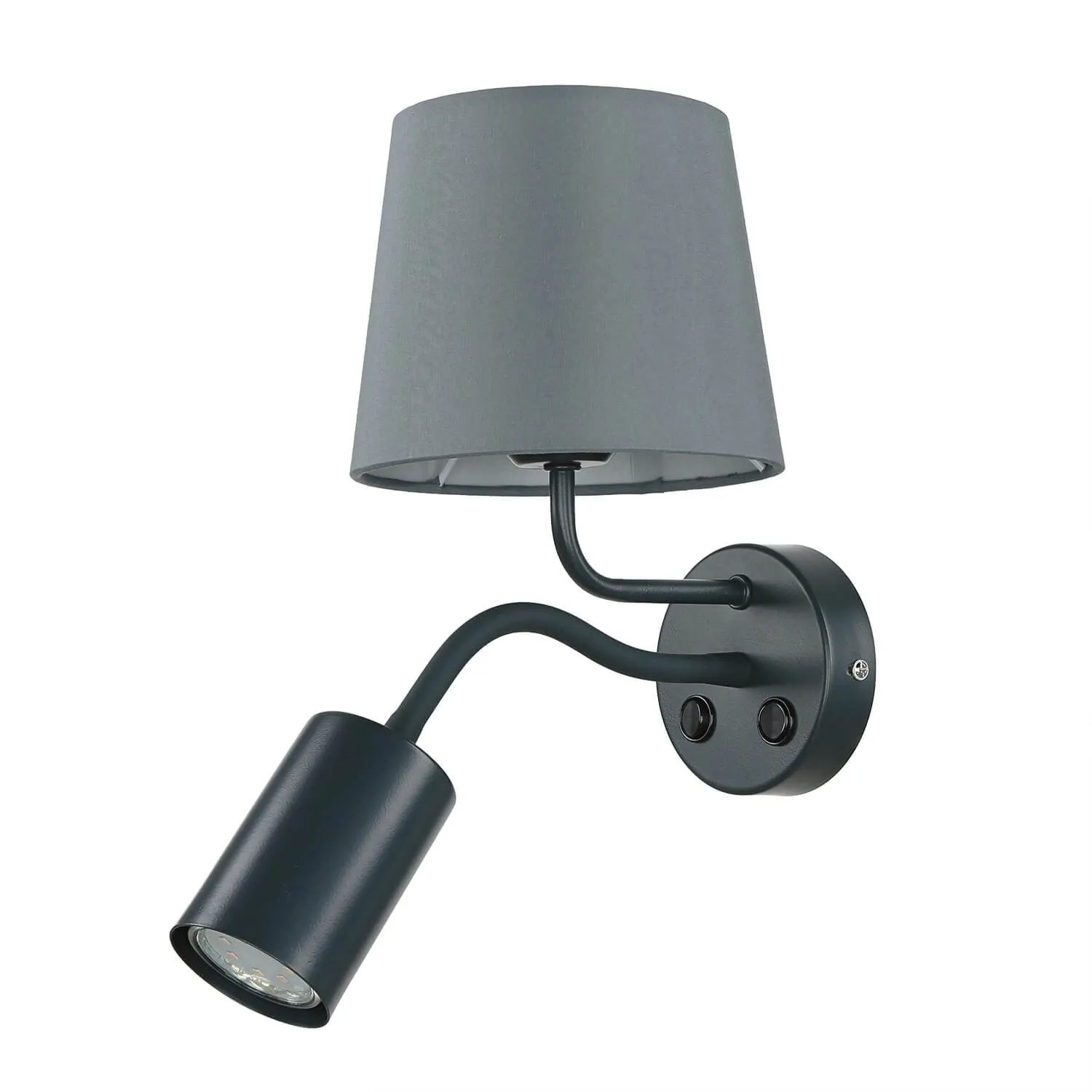 EASYLIGHT Wandlampe Mit Schalter Lesearm 45 cm Hoch Grau E27 GU10 Metall Stoff