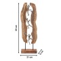 Dekofigur CLIMB: Silberne Metallfiguren klettern an braunem Naturholz, 69 cm hoch. Dekorative Holzfigur für Teamwork.