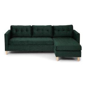 Grünes Velour Sofa Marino mit Chaiselongue (rechts oder links)