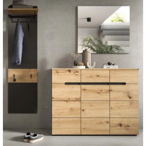 Inn.Furn Garderoben-Set 3-teilig in Eiche und Grau 180 cm Cooper