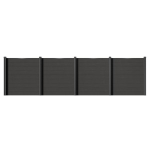 Juskys WPC Sichtschutzzaun 4er Set - 4x Element + 5x Pfosten