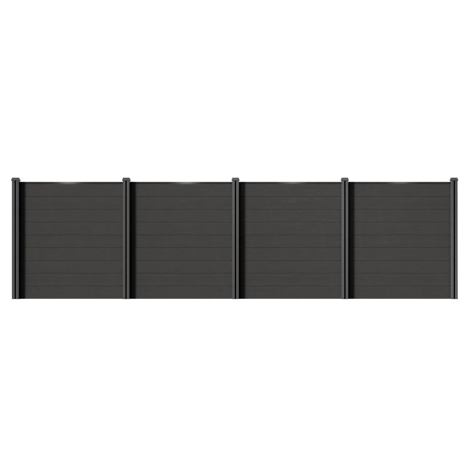 Juskys WPC Sichtschutzzaun 4er Set - 4x Element + 5x Pfosten