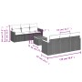 7-tlg. Garten-Sofagarnitur Beige Poly Rattan mit Tisch und Kissen.