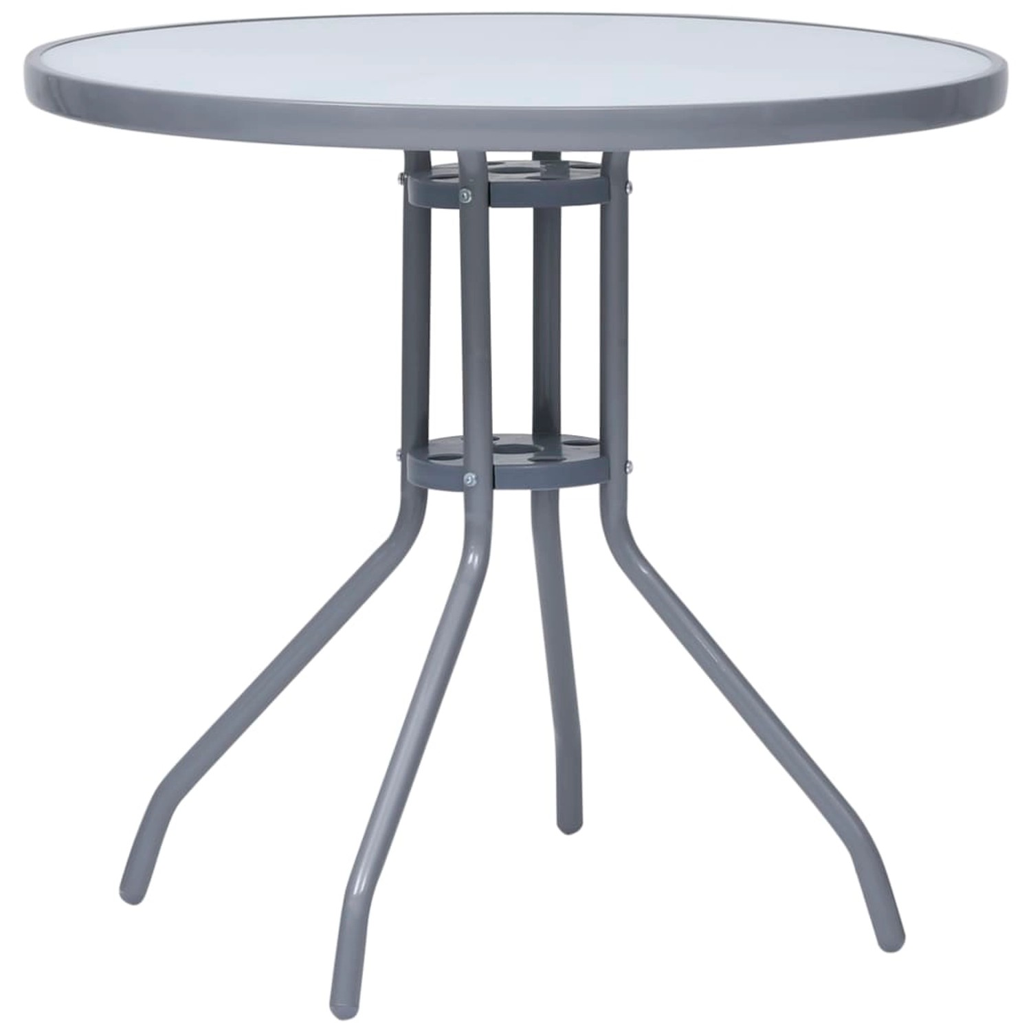 vidaXL Gartentisch Hellgrau 80 cm Stahl und Glas 312215 günstig online kaufen