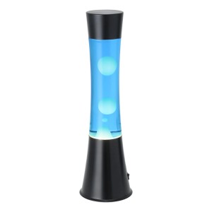 Eglo LED-Lavatischleuchte schwarz, blaues Wachs in Flüssigkeit, Lava-Effekt. Moderne Tischlampe für stimmungsvolles Licht.