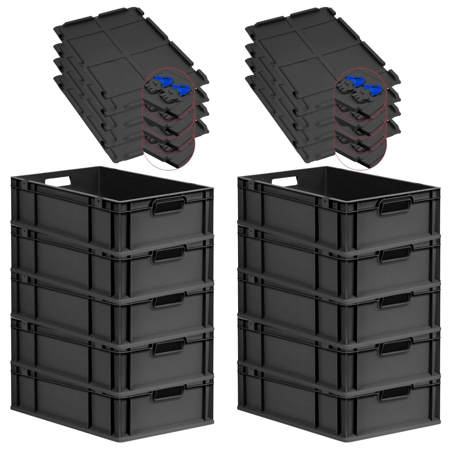 PROREGAL SuperSparSet 10x Eurobox Nextgen Grip Mit Scharnierdeckel Und Blau günstig online kaufen