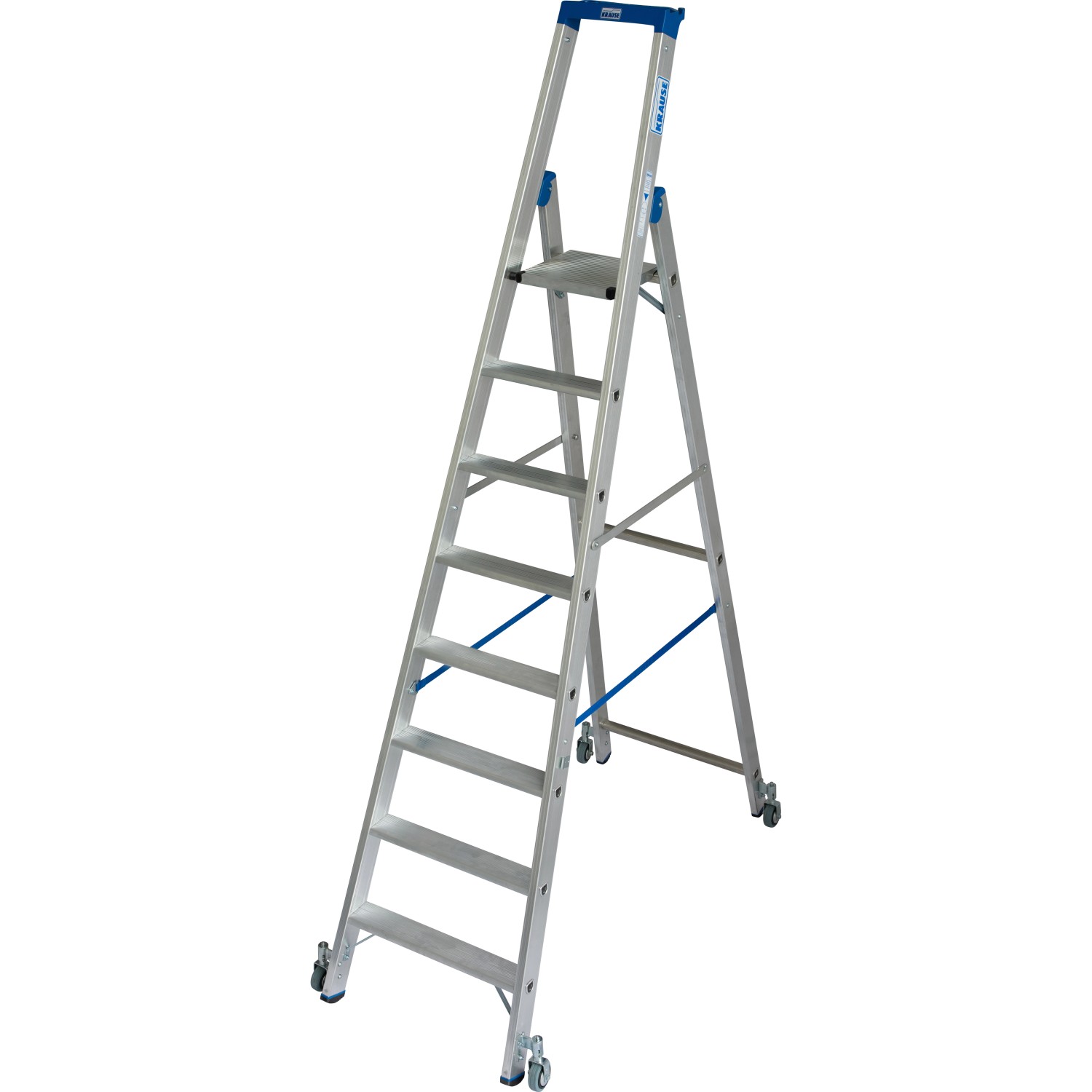 Krause Stehleiter Stabilo 8 Stufen Fahrbar 250 cm x 76 cm x 150 cm günstig online kaufen
