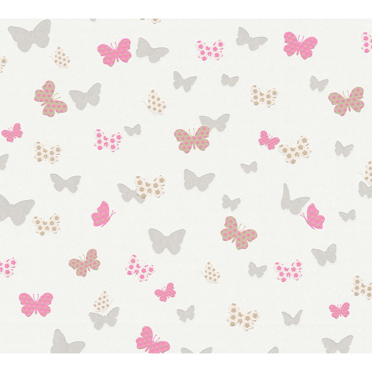 Vliestapete Attractive Schmetterlinge Matt Leicht Strukturiert Weiß Grau FSC®