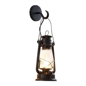 Lindby Wandleuchte Wandlampe Innen Laterne Raisa 9624811 Retro Vintage Antik in Braun aus Metall 1-flammig E14 Flurleuchte