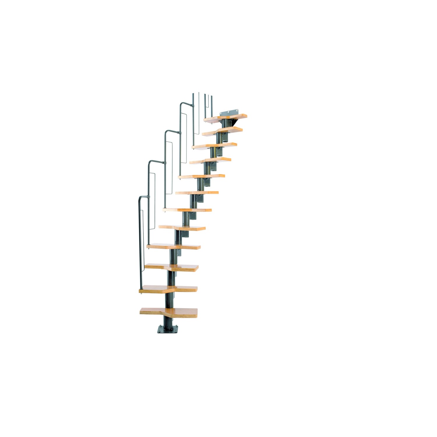 Dolle Systemtreppe Graz Metall mit Raumsparstufen inkl. Geländer FSC®