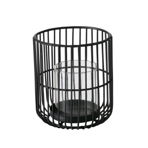 Schwarzes Boltze Home Windlicht Cindy aus Eisen und Glas, Ø 12x14 cm, für Kerzen.