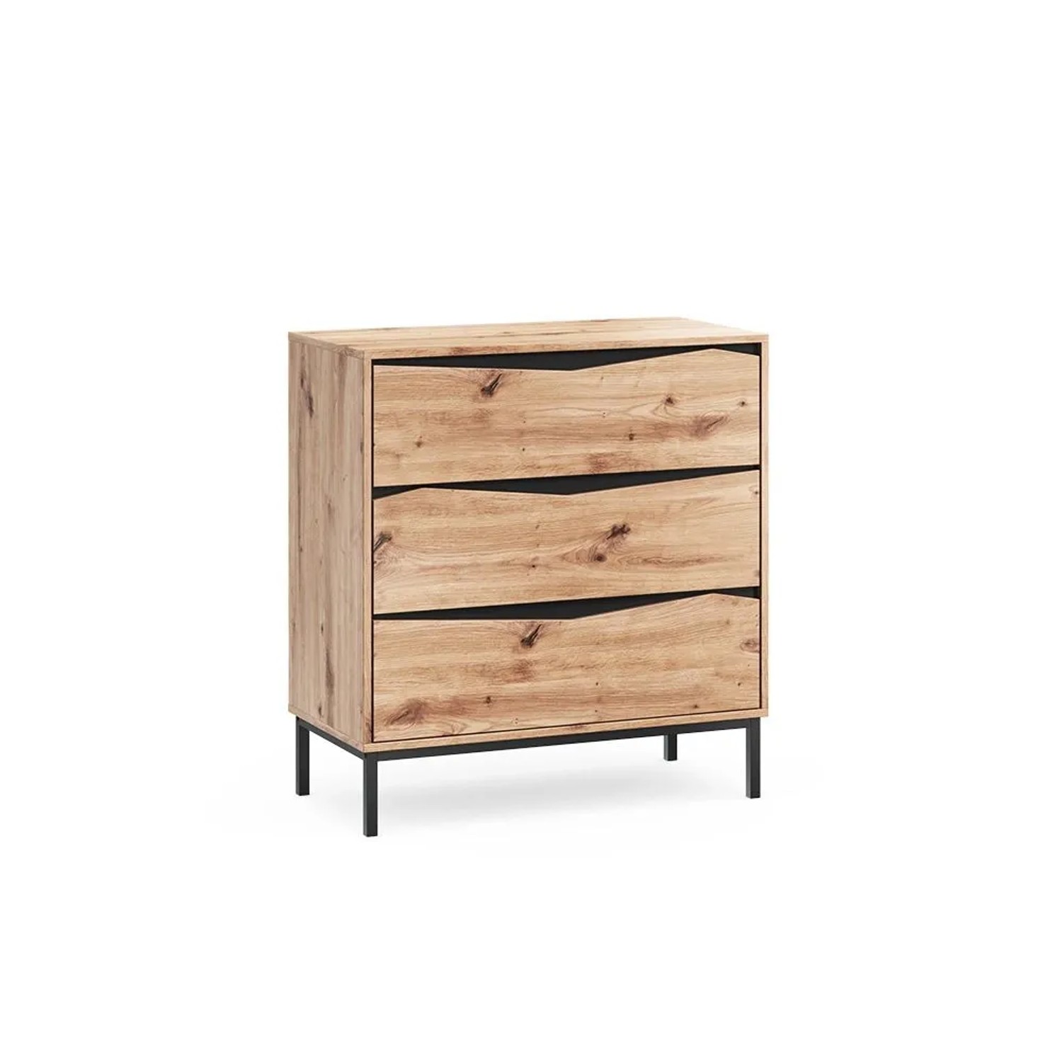 Vicco Kommode Elvano Eiche/Schwarz 79 x 85 mit 3 Schubladen Art Nr 61289