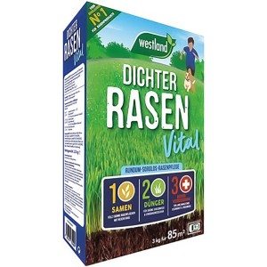 Westland Rasenpflege Dichter Rasen Vital 3 kg für 85 m²: Rasendünger, Rasensamen und Bodenverbesserer in einem.