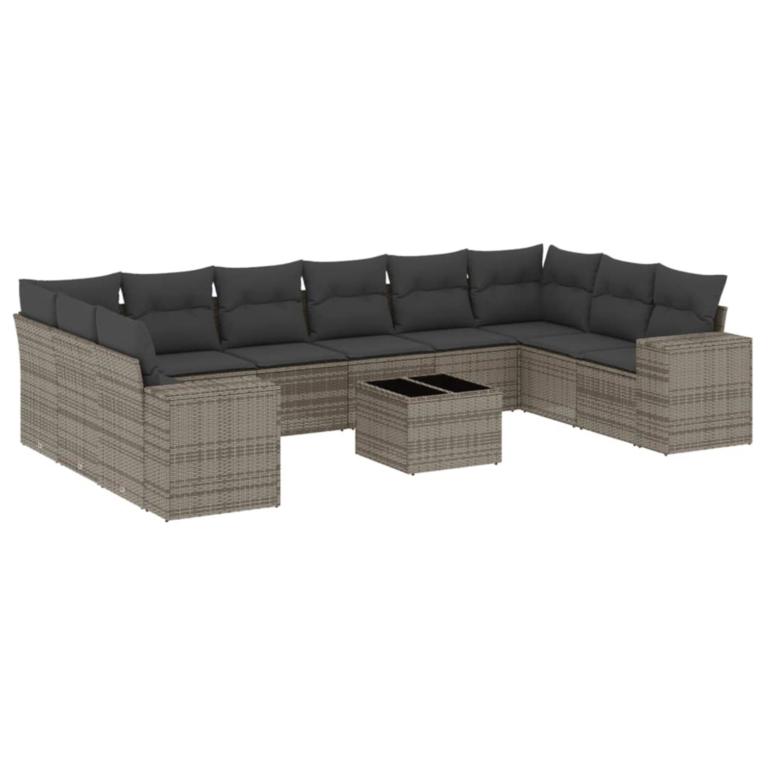 vidaXL 11-Tlg Garten-Sofagarnitur mit Kissen Grau Poly Rattan 3255417 günstig online kaufen