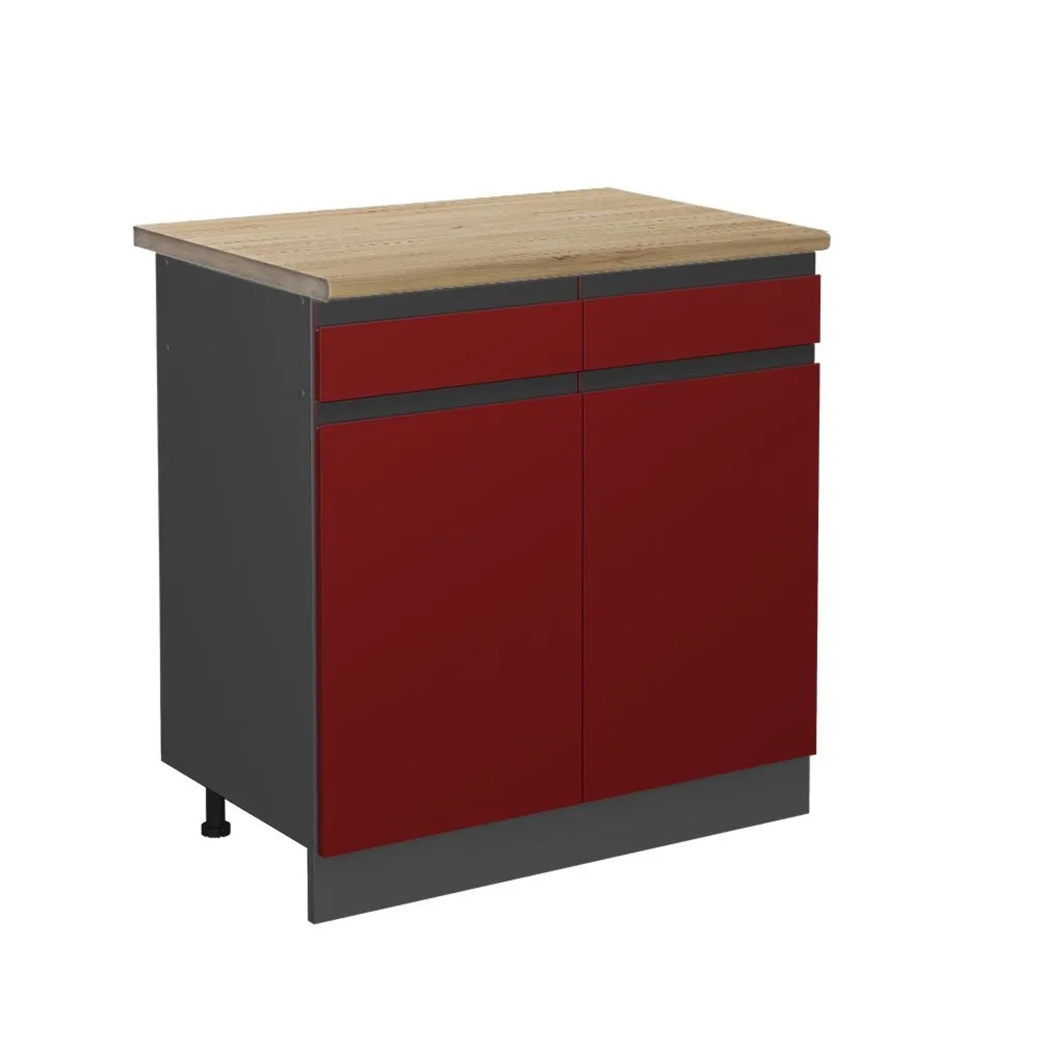 Vicco Küchenunterschrank R-Line Schubladenschrank für die Küche Rot Anthrazit 80 cm J-Shape AP Eiche