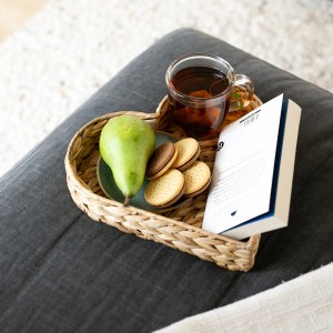 HMF 37265-S2 Deko Tablett Dekoschale Geflochten Wasserhyazinthe 2er Set Herzförmig 29 und 26 cm Breite