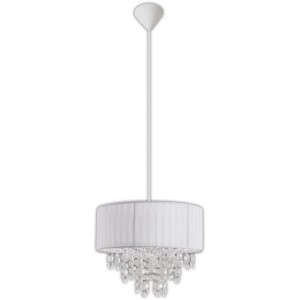 Weiße Näve Pendelleuchte Kristallo mit Kristallbehang, ideal als Wohnzimmerlampe.