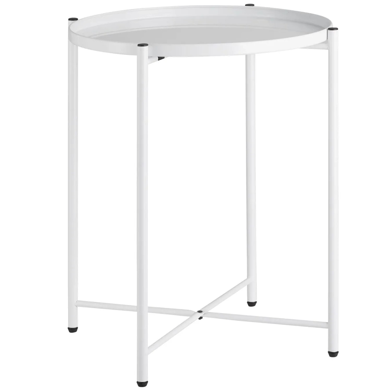 Tectake Beistelltisch Chester Stahl Rund Mit Abnehmbarer Ablage  45 50 x 45 50 x 53 cm Weiß