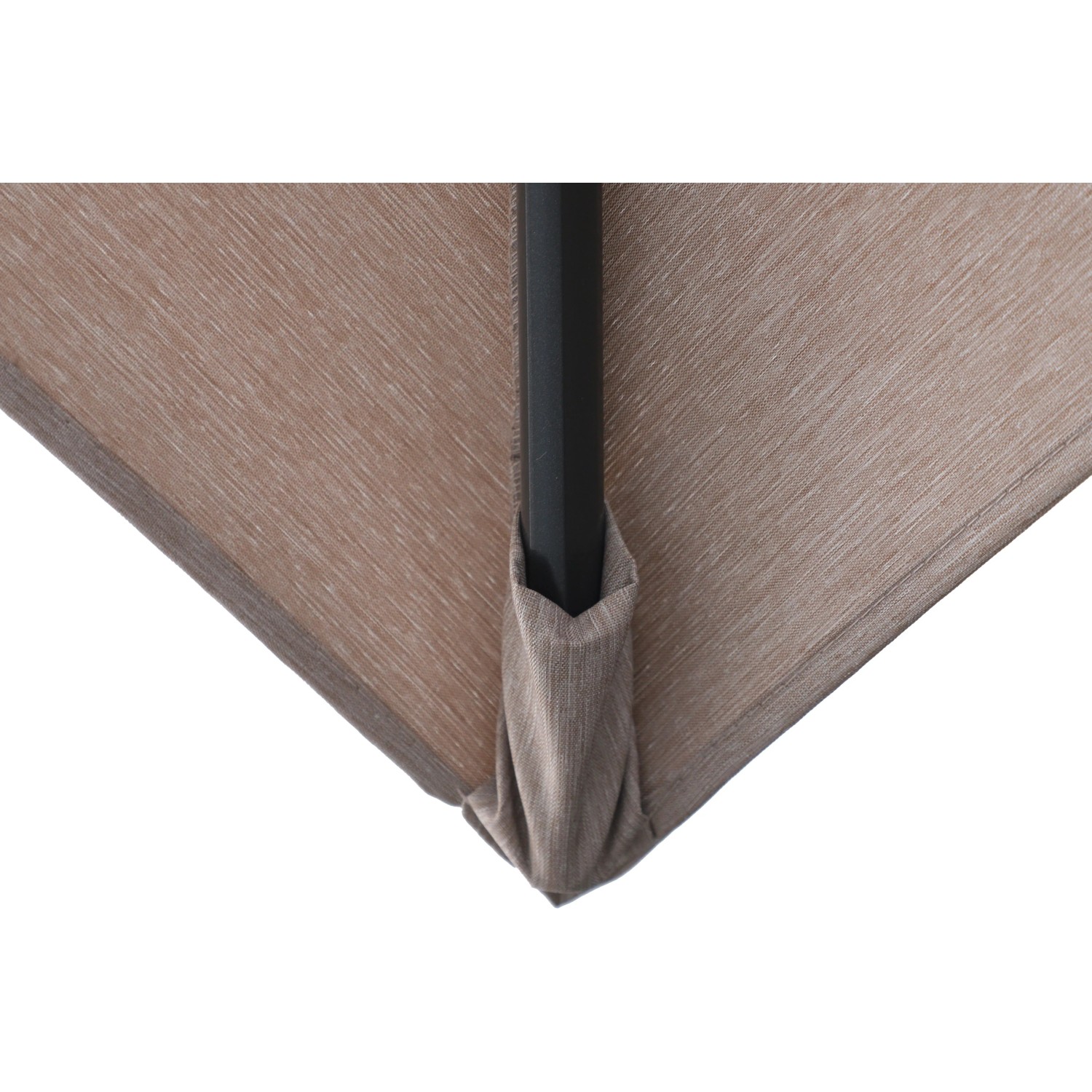 Detailaufnahme: Beige Ampelschirm Bonbeach (299 cm) mit Mast und Stoffecke.