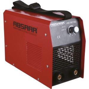 Rotes Absaar Inverter-Schweißgerät 160 A mit Tragegurt und Drehregler.
