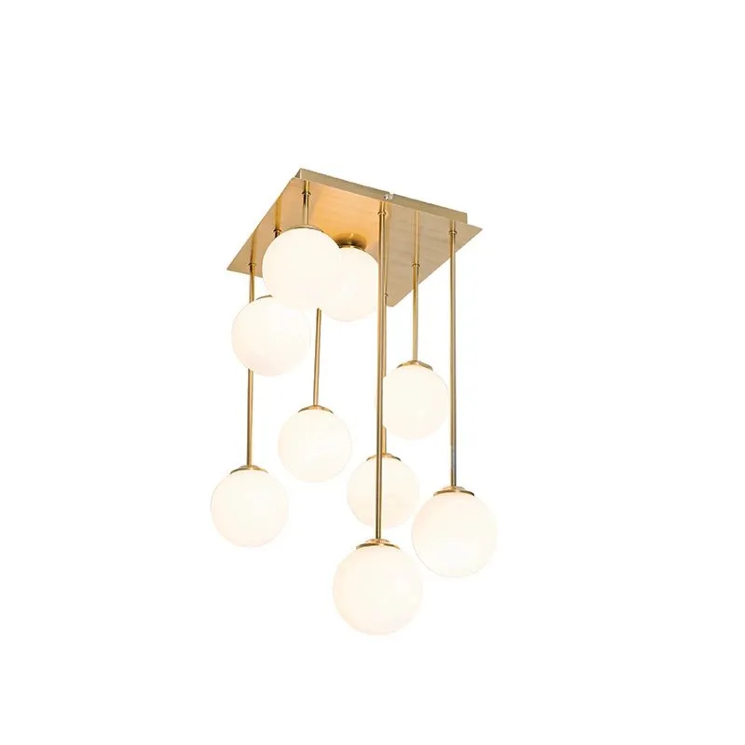 QAZQA Moderne Deckenleuchte Gold mit Opalglas 9 Lichter Athens