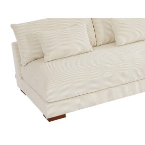 Beiges Cord-Ecksofa Sperone mit geripptem Veloursbezug und Kissen. Modernes Sofa für Ihr Zuhause.