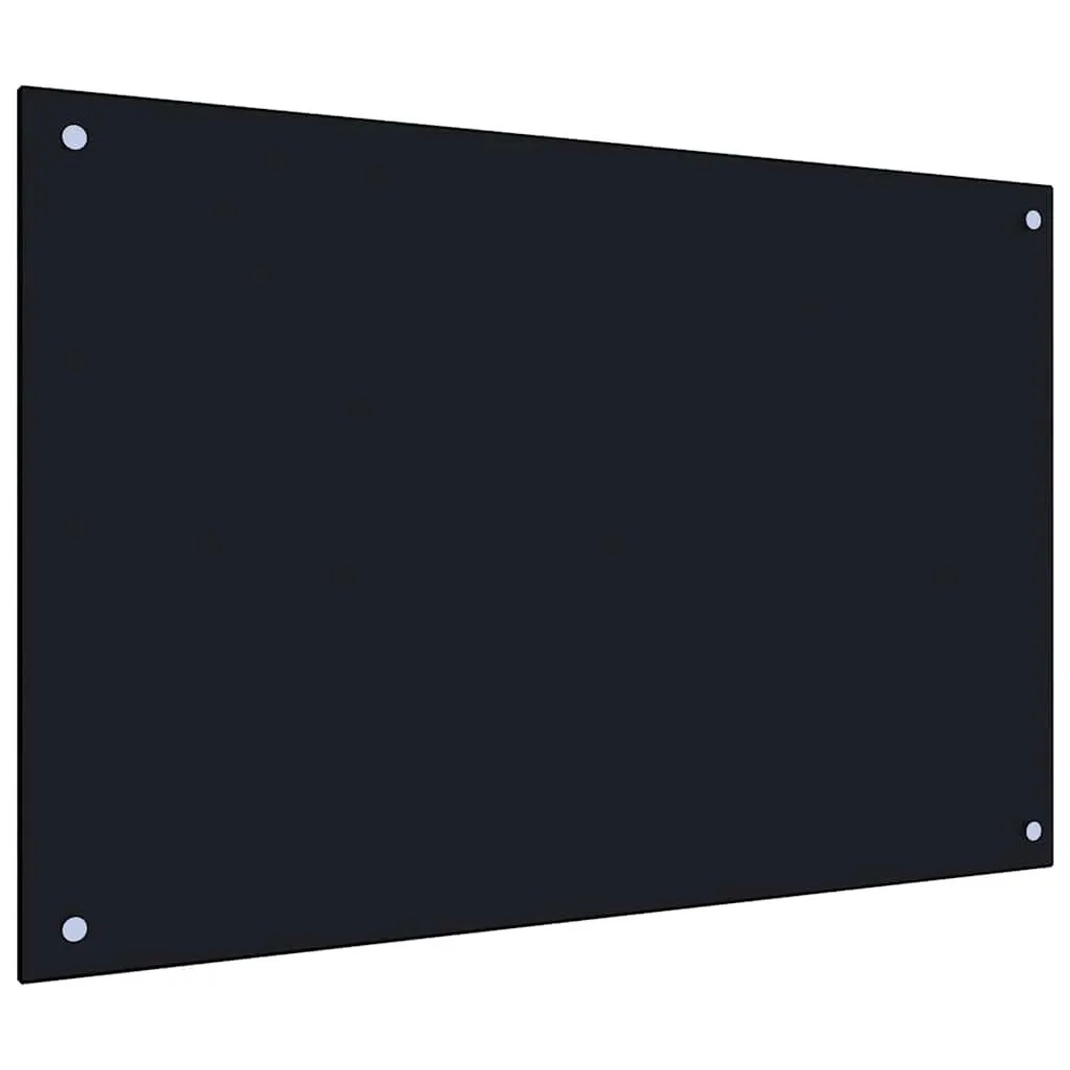 Schwarze vidaXL Küchenrückwand aus Hartglas, 90x60 cm, mit Befestigungspunkten.