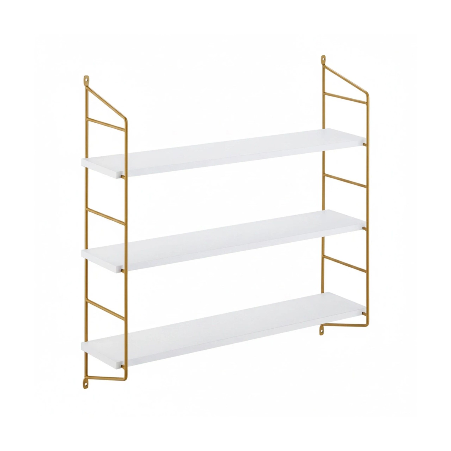 Relaxdays Wandregal MDF Eisen Weiß Gold Mit 3 Ablagen 60 cm x 60 cm x 15 cm
