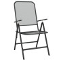 Anthrazitfarbener Gartenstuhl aus Streckmetall, Teil der vidaXL 3-tlg. Essgruppe.