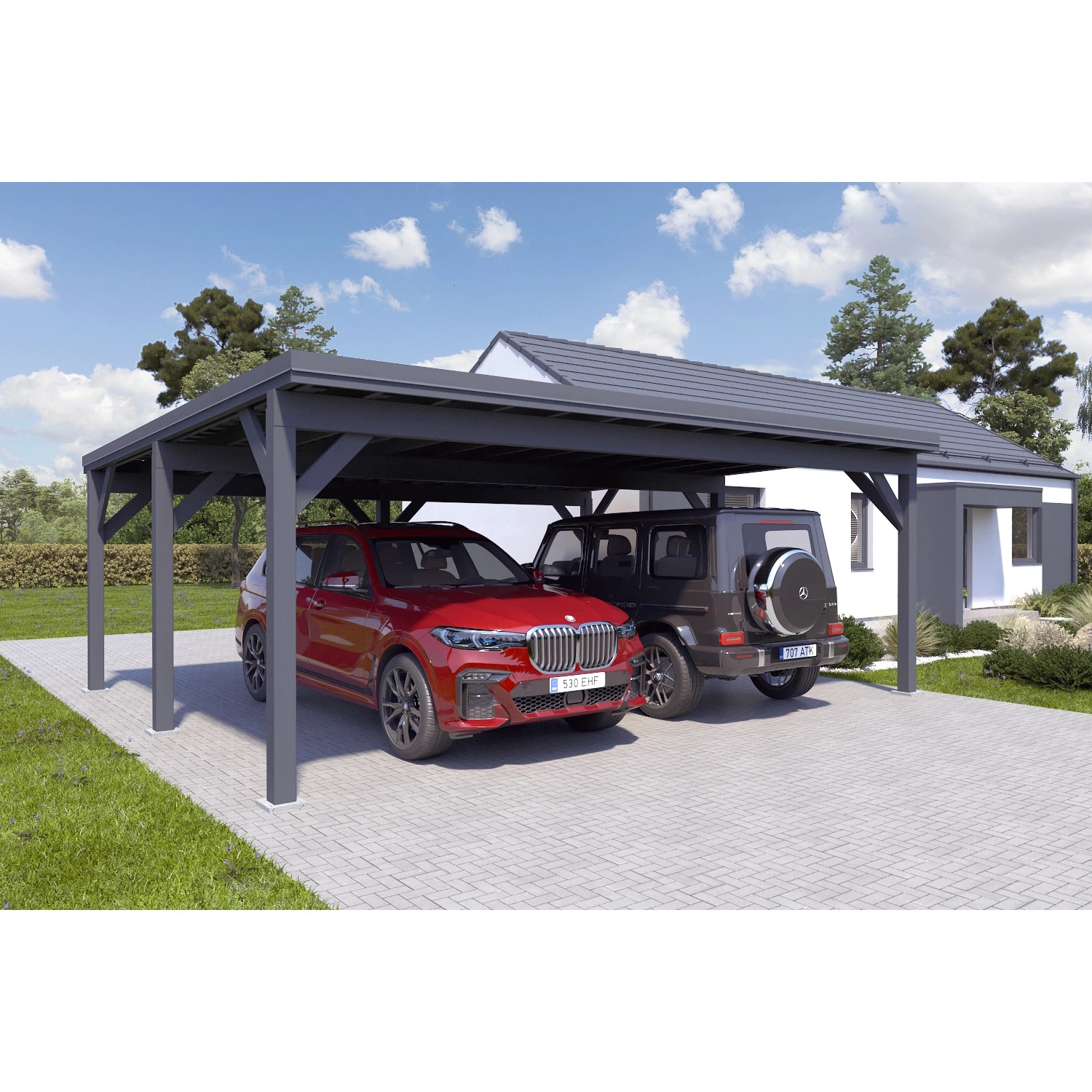 Holzbrüder Carport Ralf 42m² 150kg/m²Anthrazitgrau-Dunkelgrau günstig online kaufen