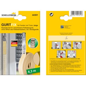 Schellenberg Gurtfix Mini 14 mm Beige: Reparaturset für Rollladengurte ohne Kastenöffnung, inkl. Montagehilfe.