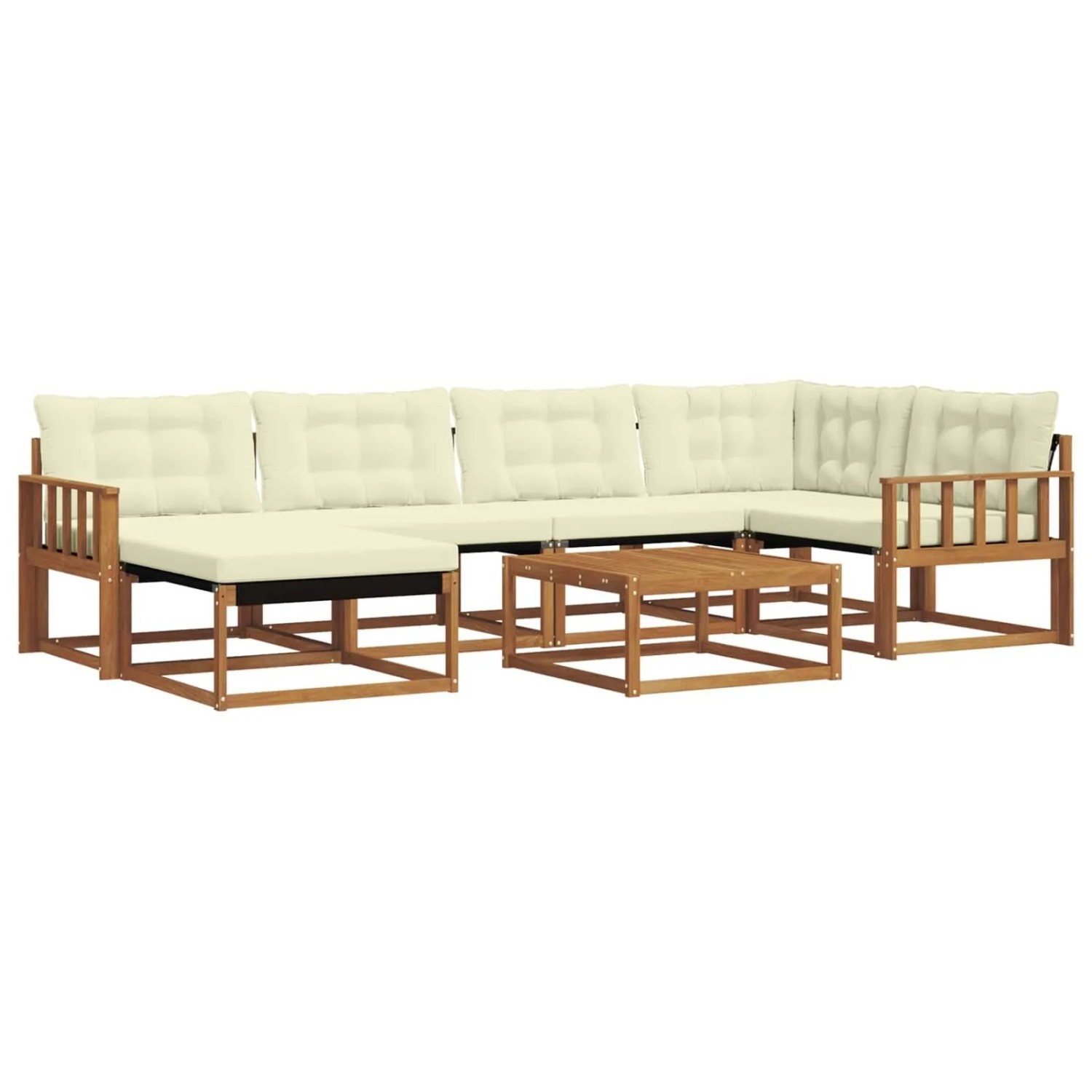 vidaXL Outdoor-Sofagarnitur 19-Tlg Natur und Creme Massivholz Akazie 3369645