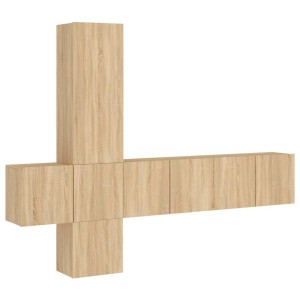 VidaXL Wohnwand, 5-teilig, Sonoma-Eiche, Holzwerkstoff, Modell 5. Moderne Wohnzimmerwand mit viel Stauraum.