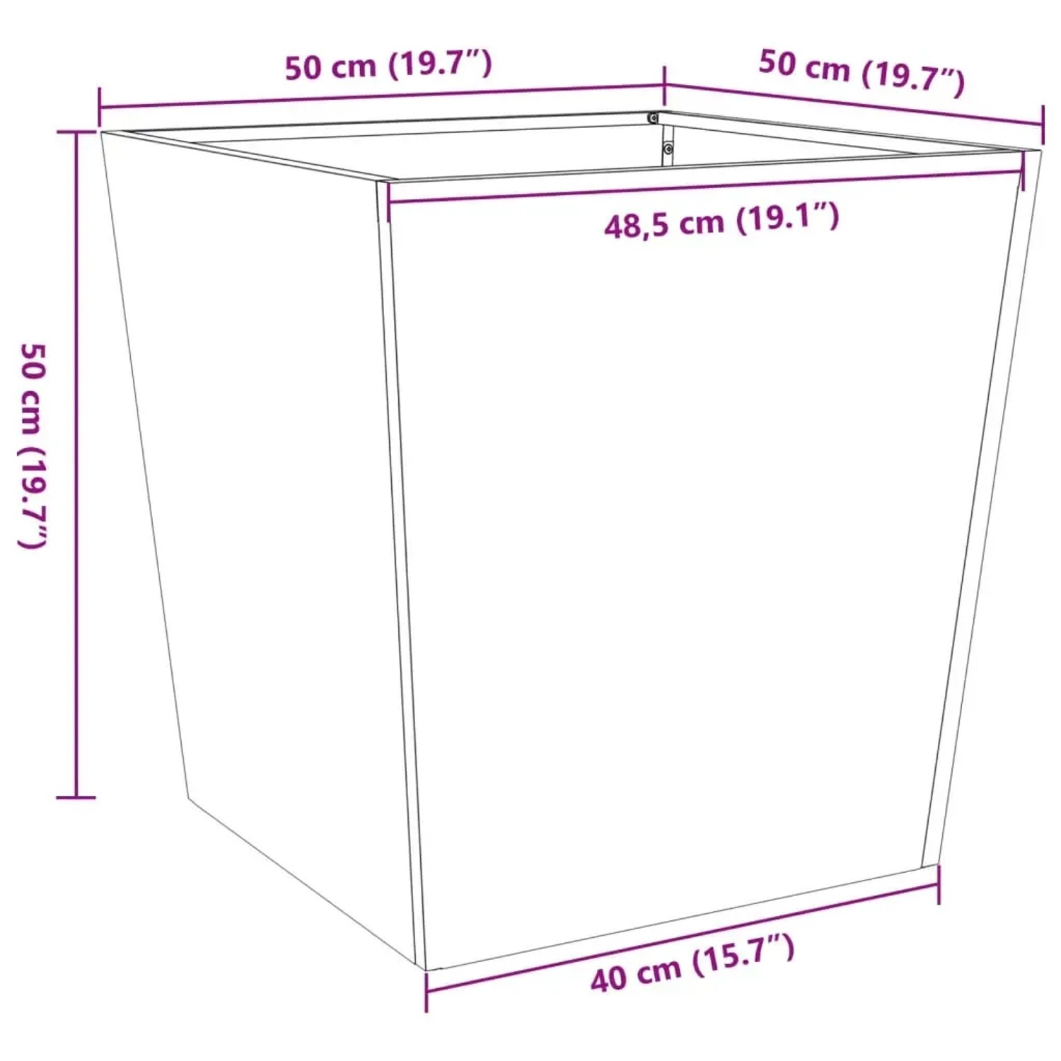 Olivgrüne vidaXL Pflanzkübel, 50x50x50 cm, Stahl, 2er-Set für Garten und Terrasse.