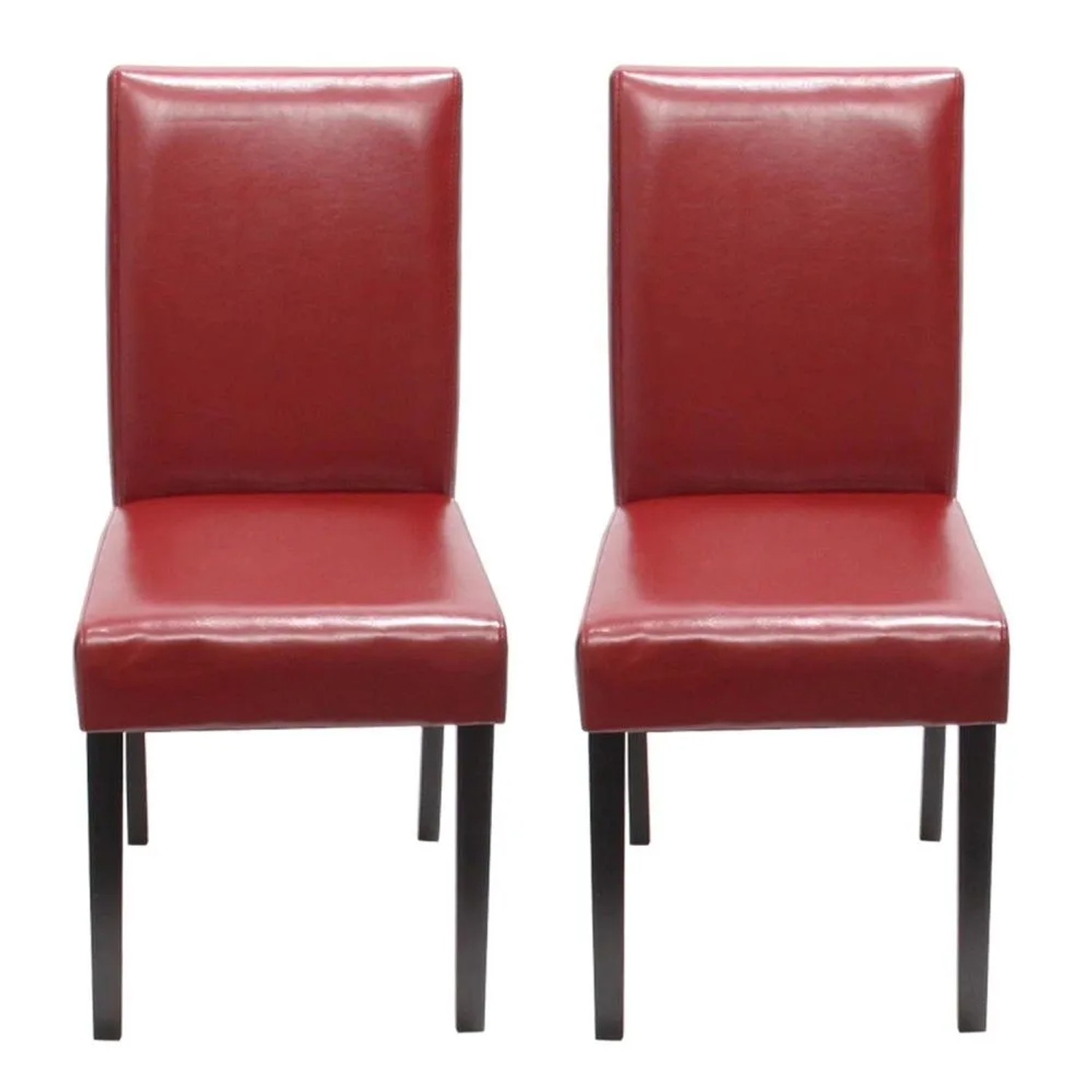 MCW Esszimmerstuhl Littau 2er-Set Leder Rot Dunkle Beine
