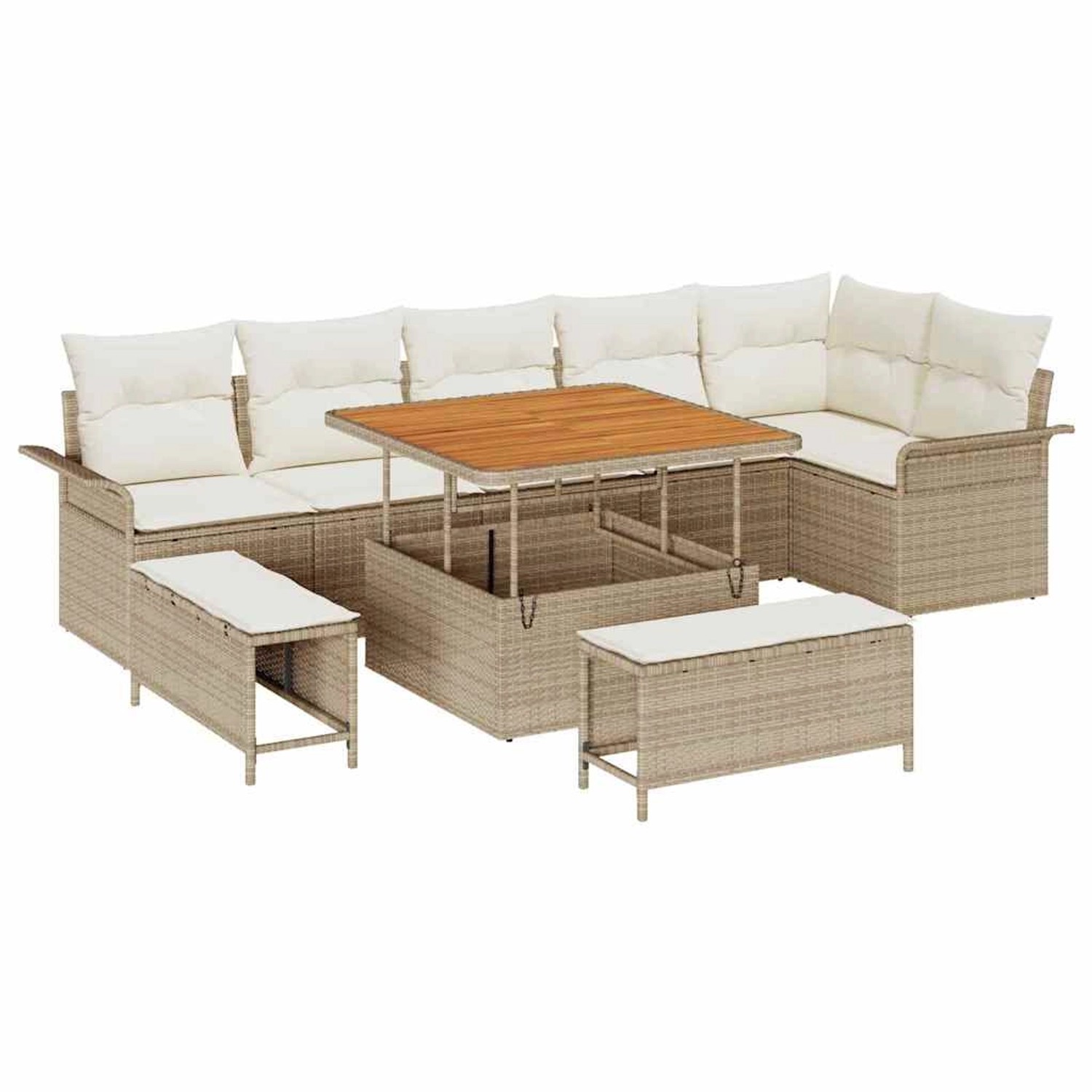 vidaXL Garten-Sofa-Set 9-Tlg Beige Poly Rattan 3362146 günstig online kaufen