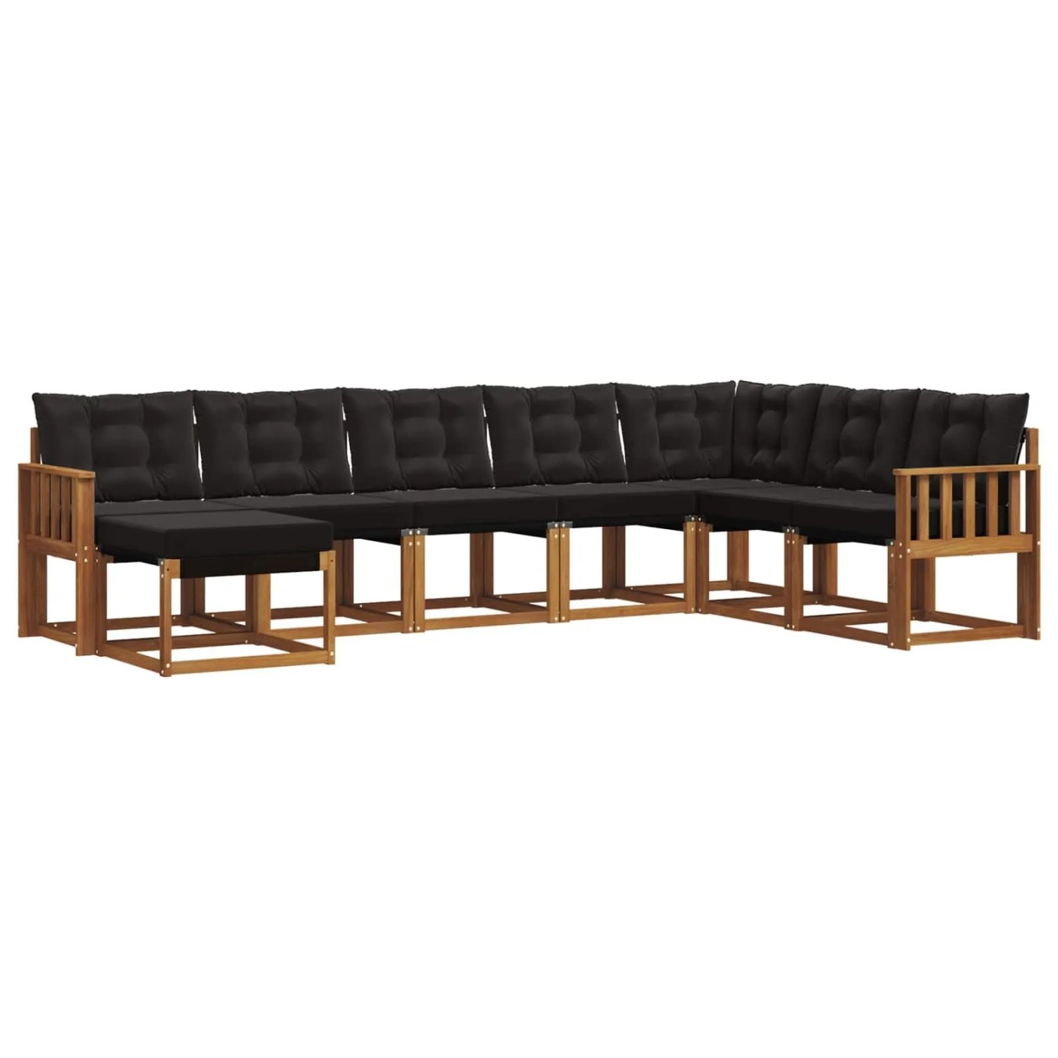 vidaXL Outdoor-Sofagarnitur mit Kissen 8-Tlg Natur und Schwarz 3368951