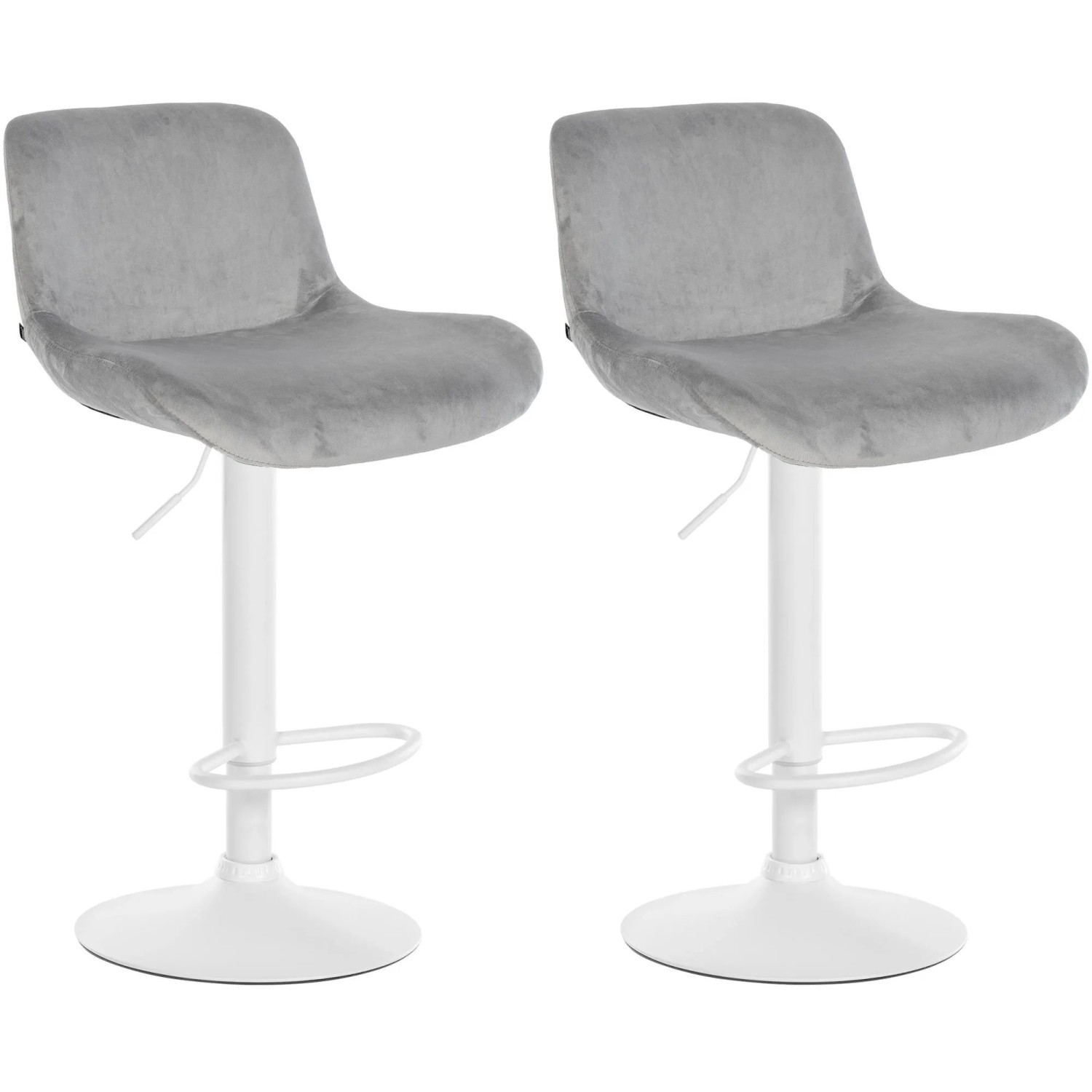 DELUKE 2er Set Barhocker PONOR Samt Grau 50x50x85cm Weiß Barstuhl Höhenverstellbar Mit Lehne Drehbar Tresenhocker Tresenstuhl