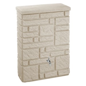 Arves Regentonne Maurano 300 l in Sandstein-Optik mit Wasserhahn.