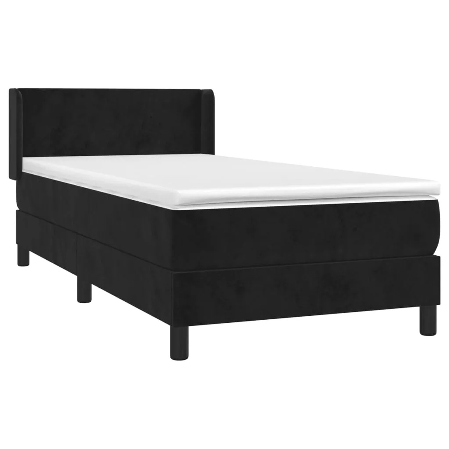 Schwarzes vidaXL Boxspringbett (80x200 cm) mit Matratze und Samtbezug.
