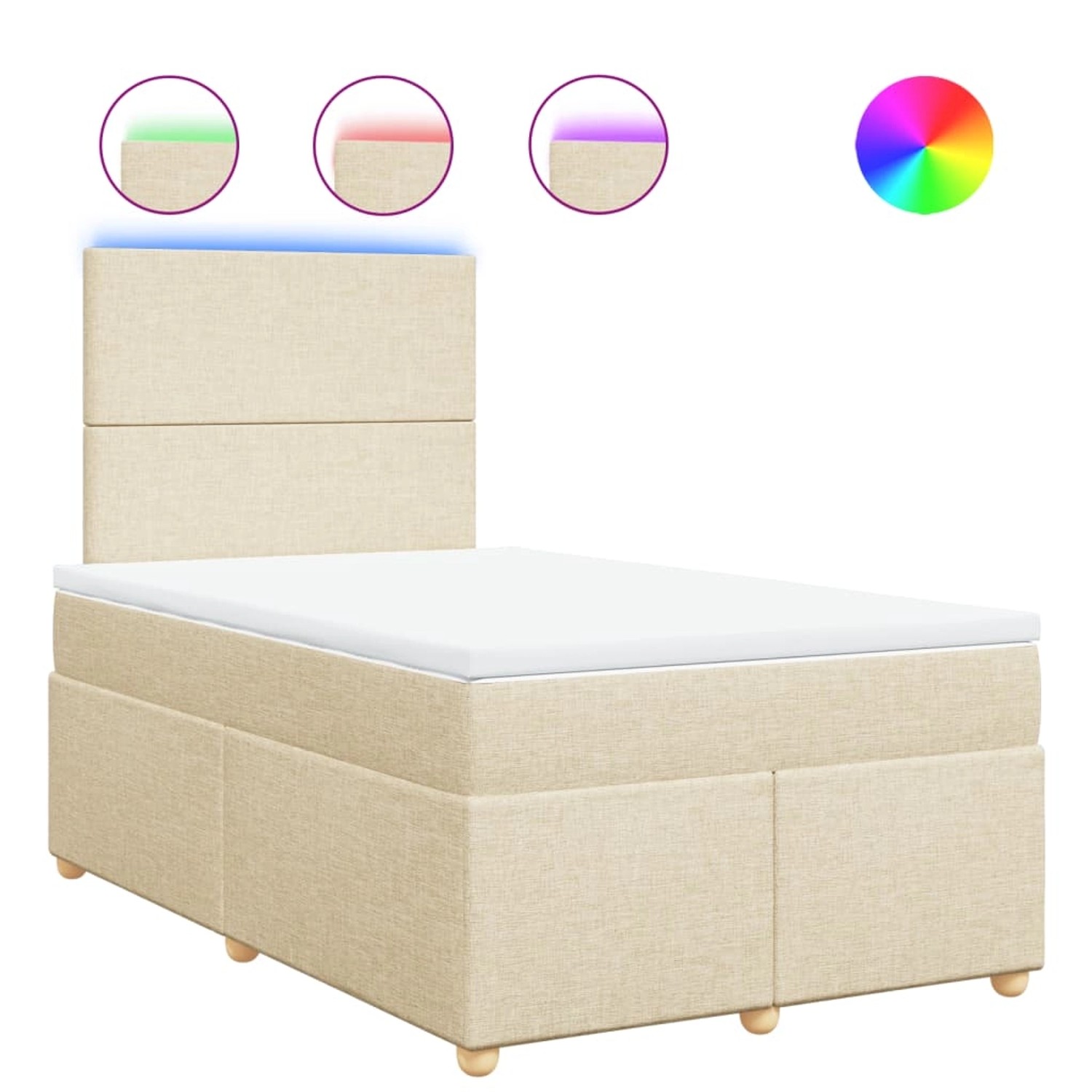 vidaXL Boxspringbett mit Matratze Creme 120x190 cm Stoff 3293517 günstig online kaufen