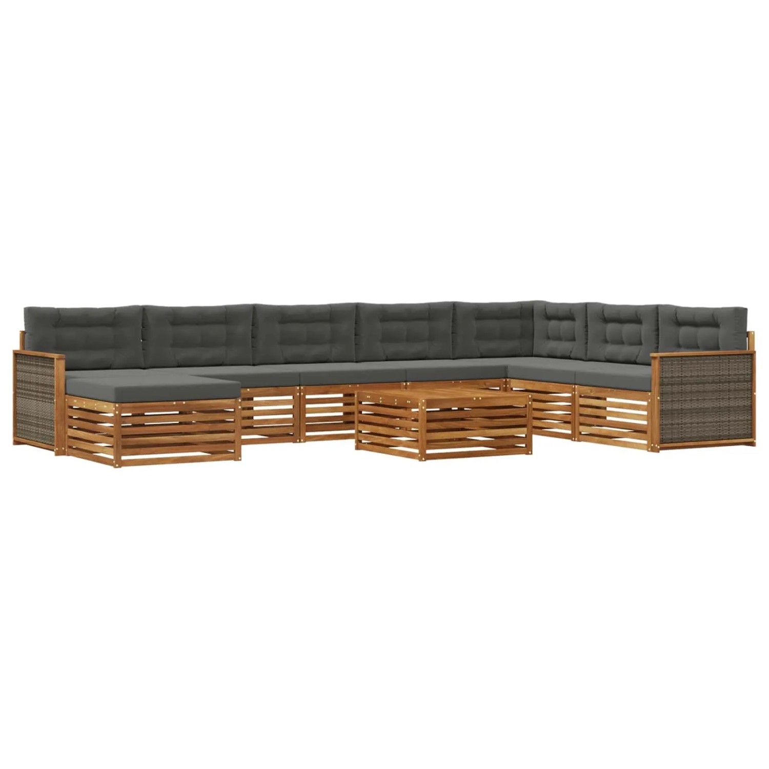 vidaXL Outdoor-Sofagarnitur mit Kissen 9 Stk Natur und Anthrazit 3383740