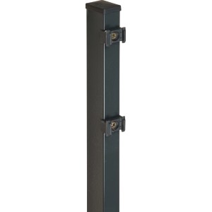 Anthrazit Vierkant-Zaunpfosten (6x4x160cm) mit Halterungen für Doppelstabmatten.