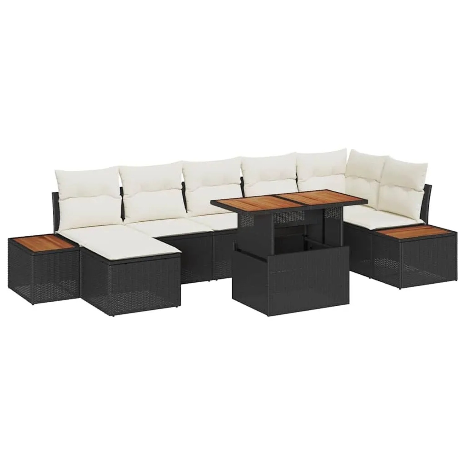 vidaXL Garten Essgruppe mit Kissen 8-Tlg Schwarz und Beige 3350089 günstig online kaufen