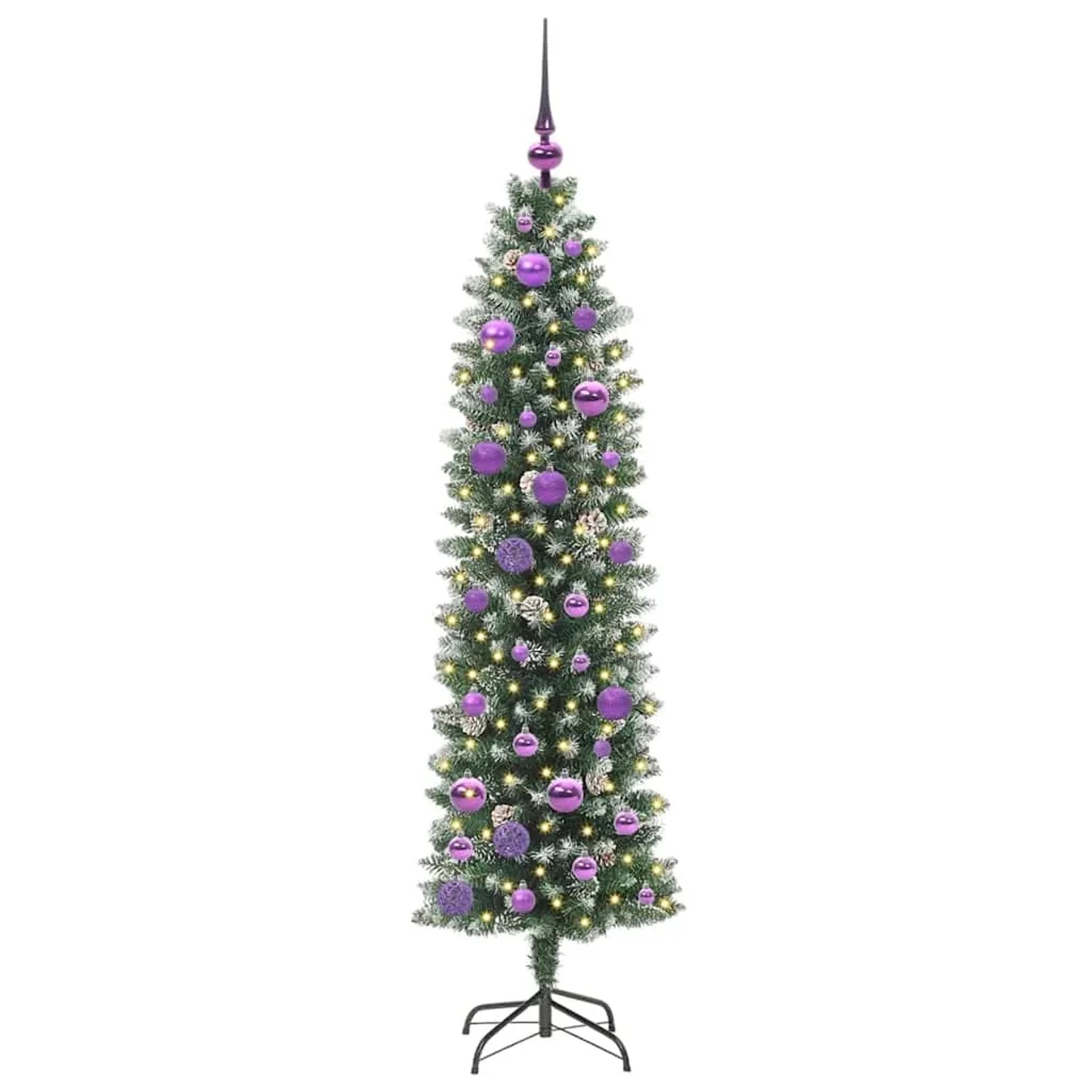 vidaXL Künstlicher Schlanker Weihnachtsbaum Grün und Weiß 150 cm 3395287
