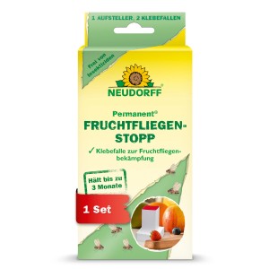 Neudorff Fruchtfliegenstopp Permanent mit Aufsteller, 2er-Pack. Klebefalle zur Bekämpfung von Fruchtfliegen.